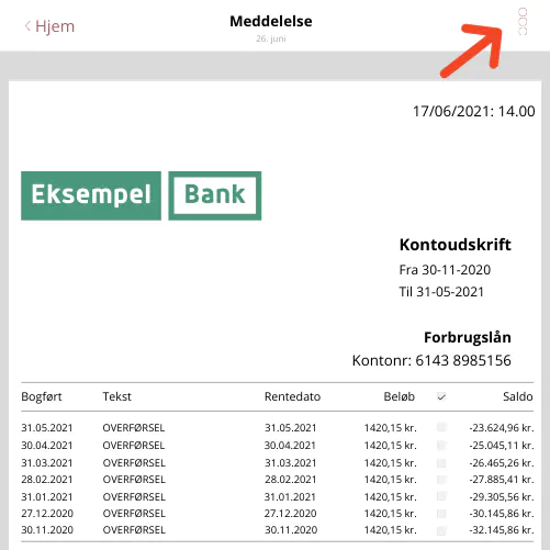 Find dit kontoudtog og download det