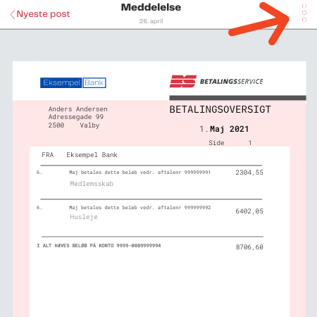 eksempel på hvordan man henter sine betalingsoversigter i e-boks