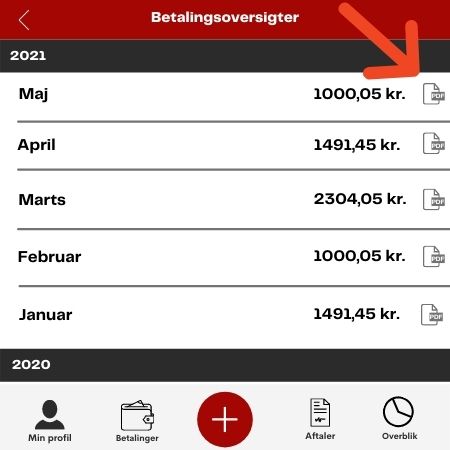 Mulighed for at downloade alle betalingsoversigter